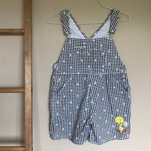 Vintage Looney Tunes (1997) Tweety Bird Gingham Overalls